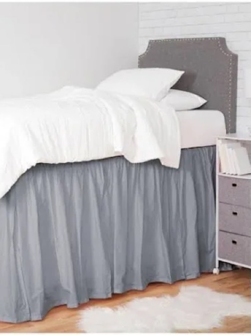 NWT Dormify Gray Extra Long Bed Skirt Fits Twin Extra Long College Bed